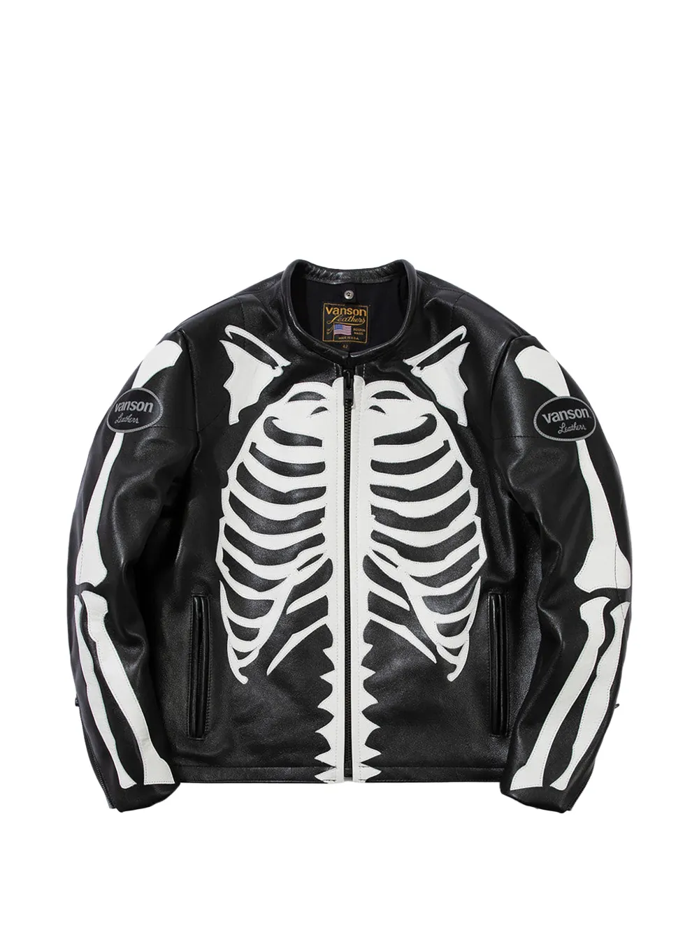 Vanson Leathers bones flat-track leather jacket - Nero