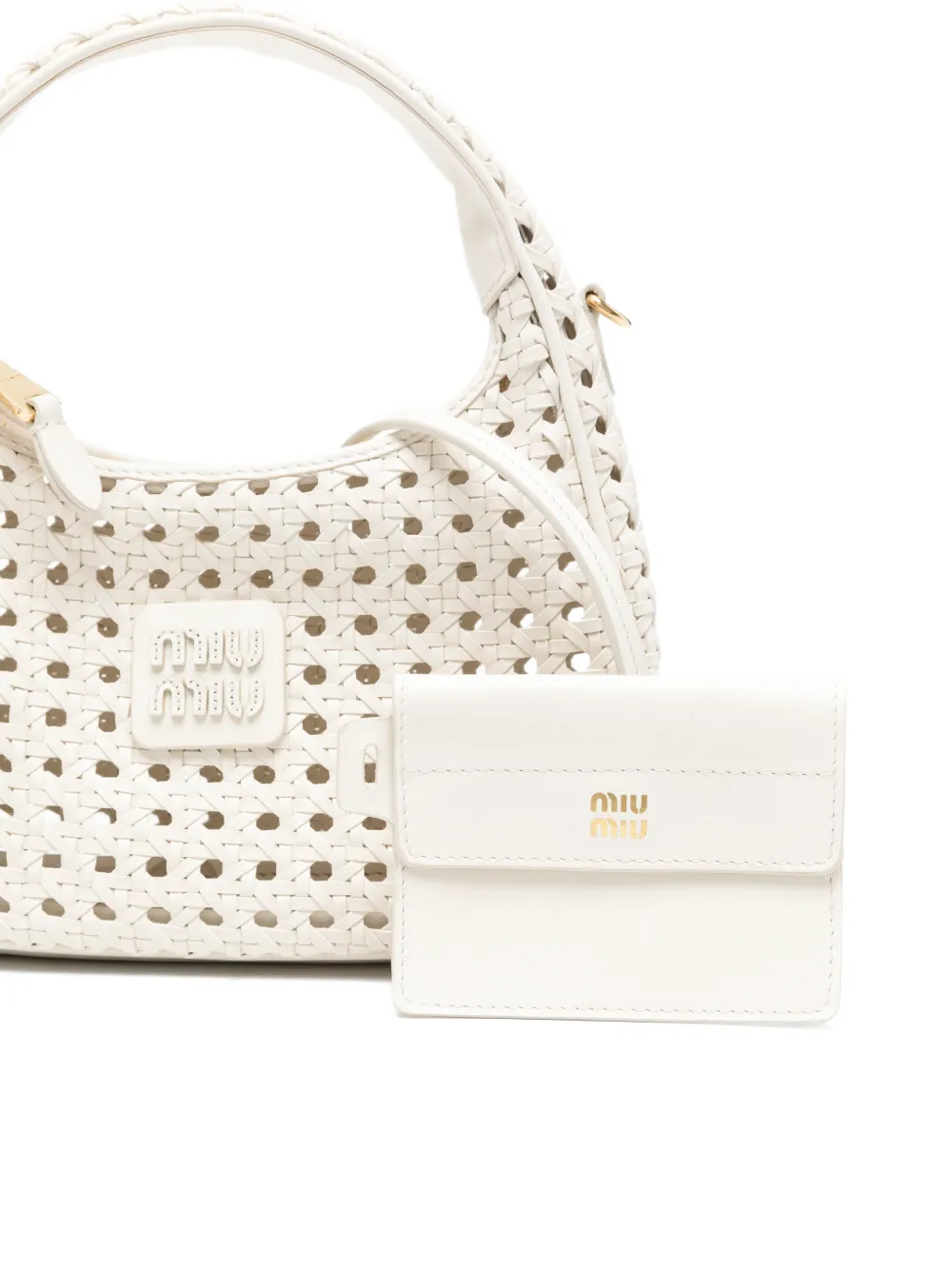 Miu Wander geweven leren tas Wit