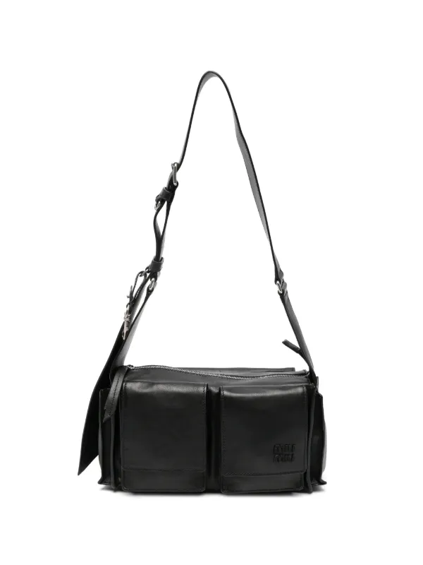 Miu Miu Multi-pocket Leather Shoulder Bag in Black