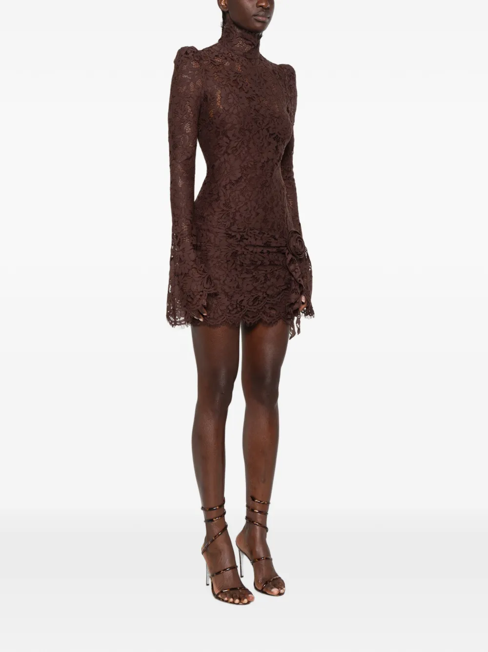 brown lace mini dress long sleeve De La Vali Bodita In Cotton | Brown dress_type_Tulle Blue Floral Cutout Dress Color:light blue gingham Youth/Big Girl