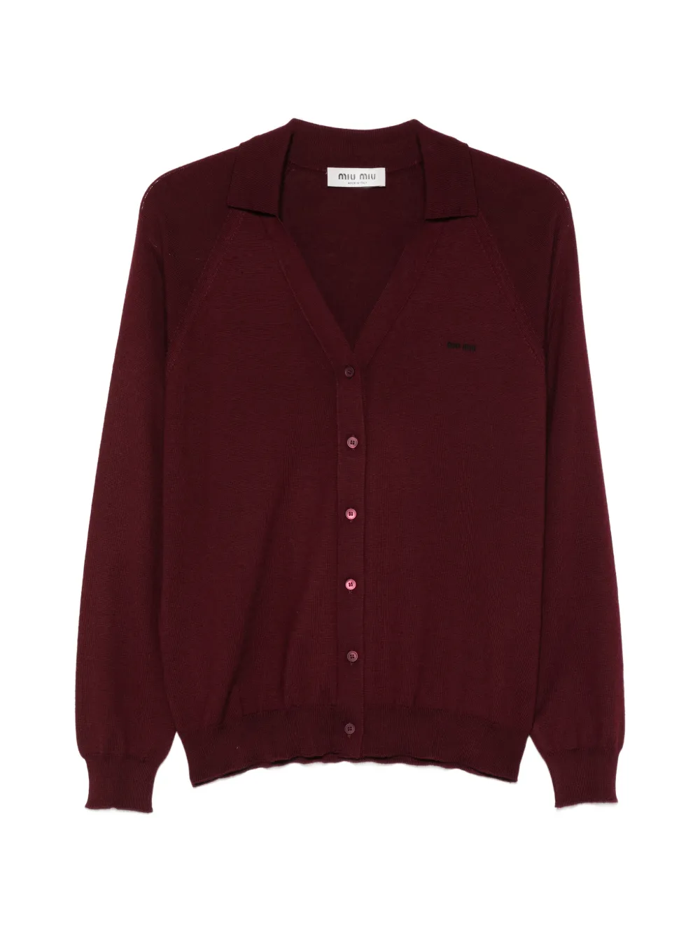 Miu Miu V-neck logo-embroidered cardigan - Rosso
