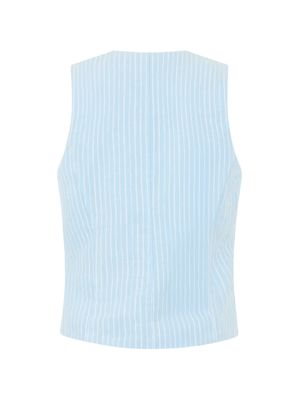  120% Lino Striped Button-down Vest - Blue 