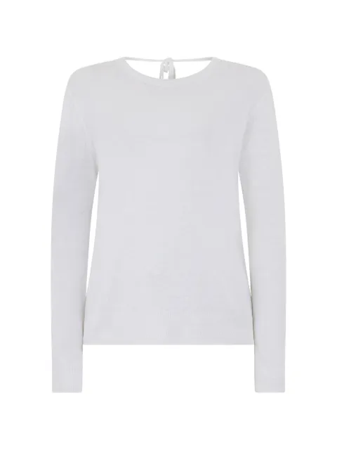 120% Lino top con cuello redondo