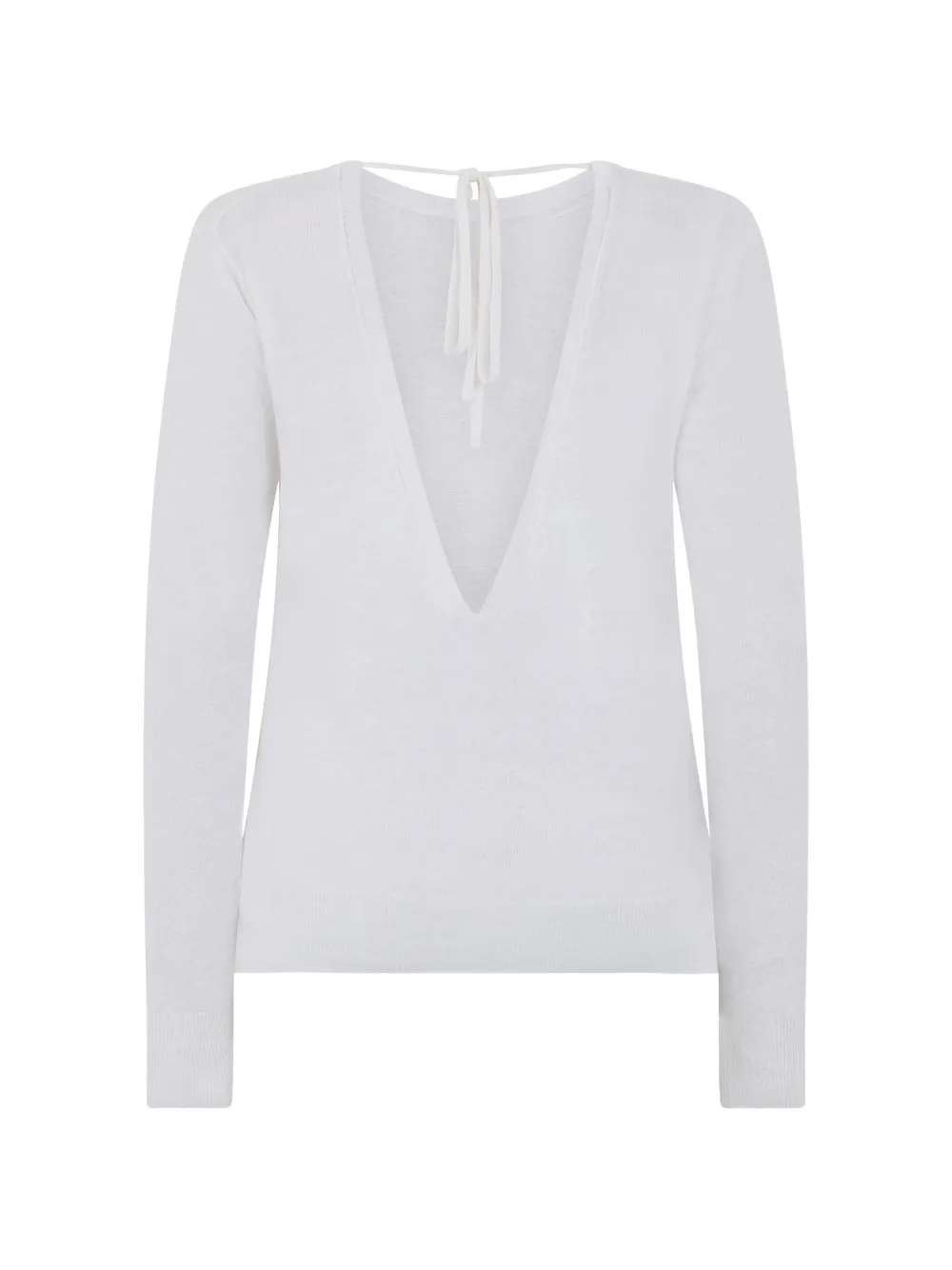  120% Lino Crew-neck Top - White 