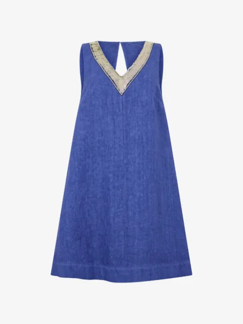 120% Lino A-line embellished dress