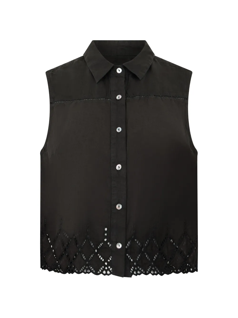 120% Lino buttoned openwork shirt - Marrone