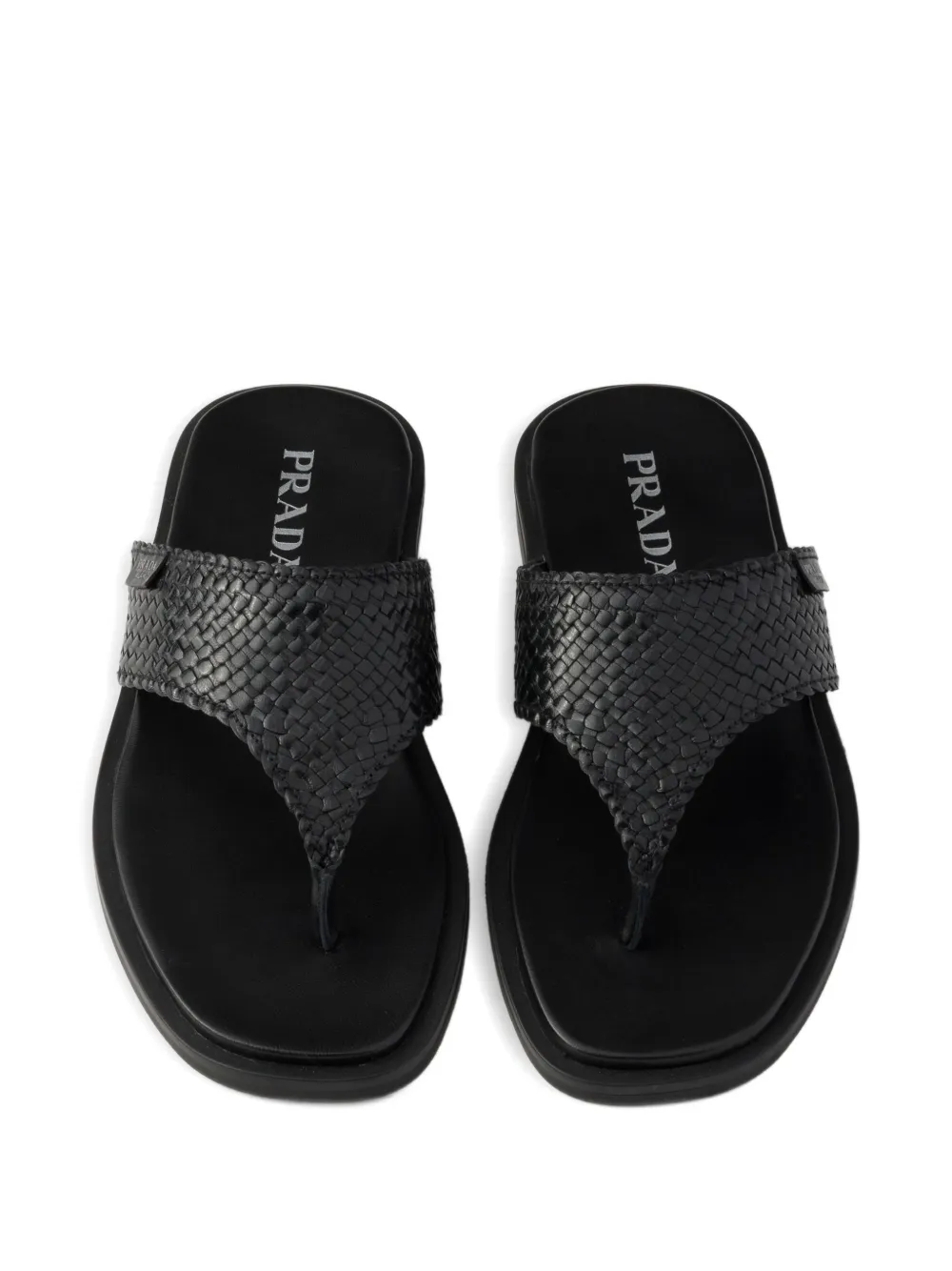 Prada Geweven leren sandalen Zwart