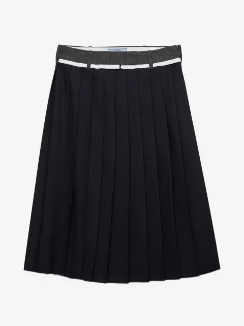 Prada pleated rush stitch midi skirt