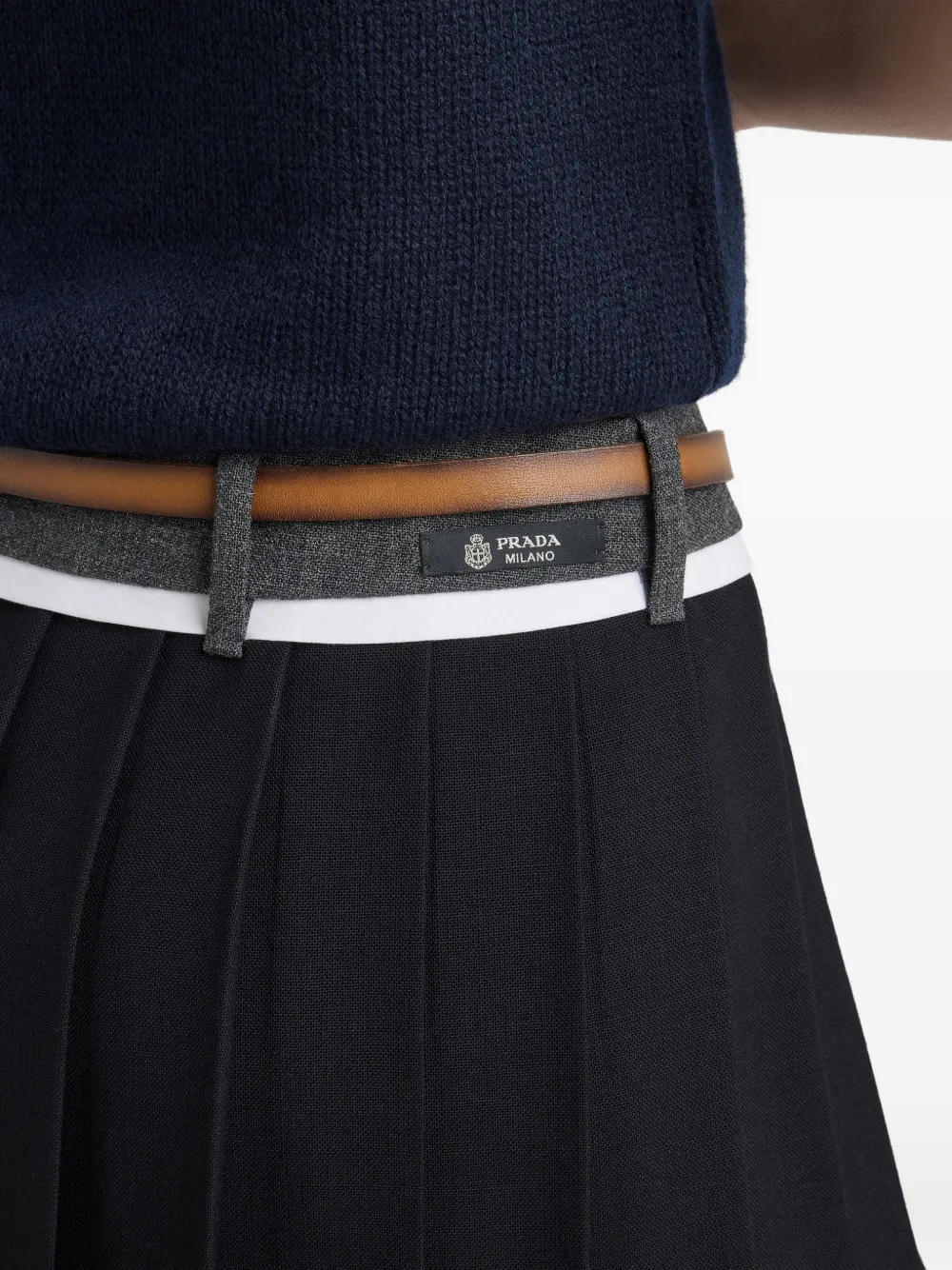 Prada Rush Stitch geplooide midi-rok Blauw