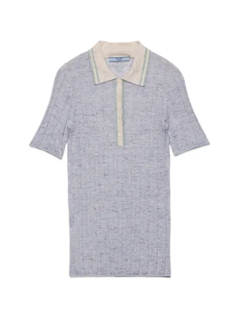 Prada cashmere, silk and linen polo sweater