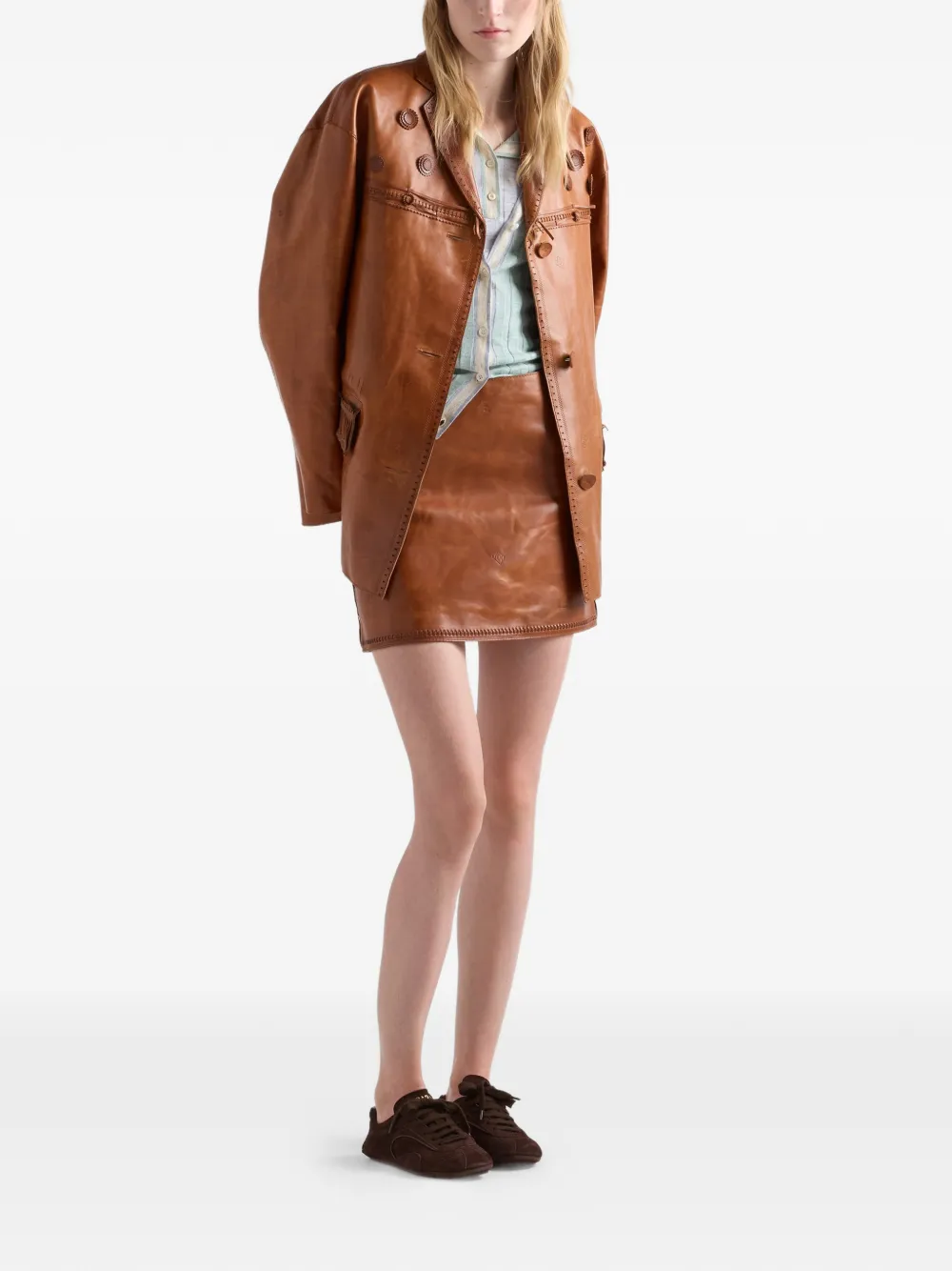 Prada Kasjmier zijde en linnen polotrui Blauw