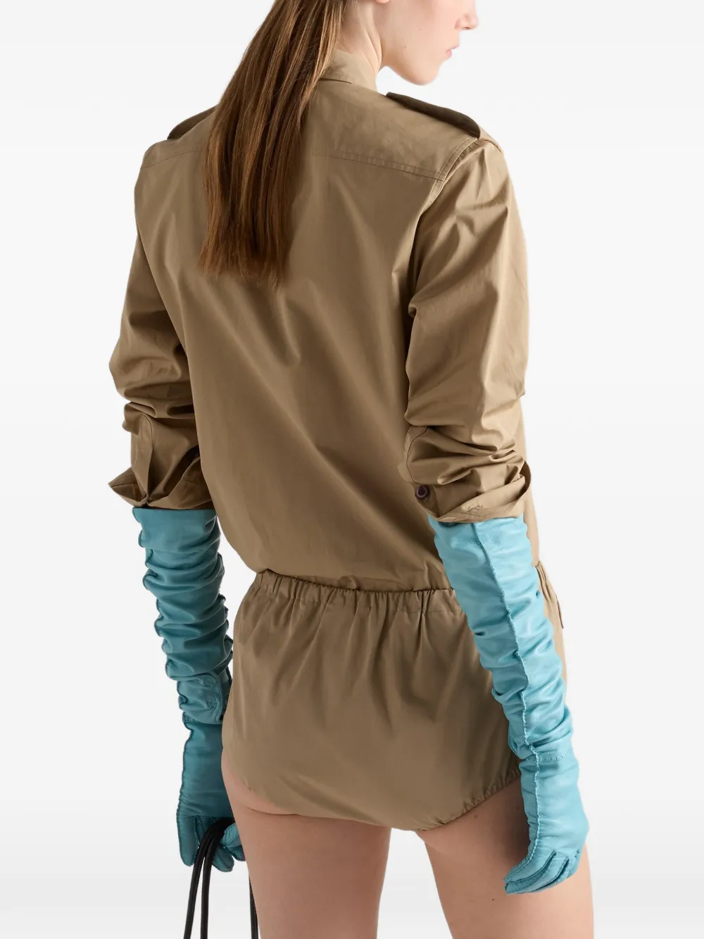  Prada Elasticated Poplin Shorts - Neutrals 