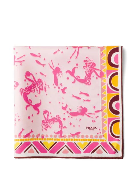 Prada printed silk twill scarf 55 x 55 cm