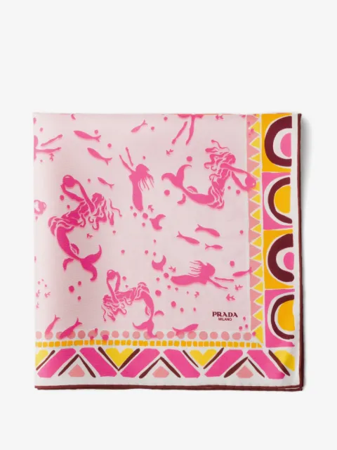 Prada printed silk twill scarf 55 x 55 cm