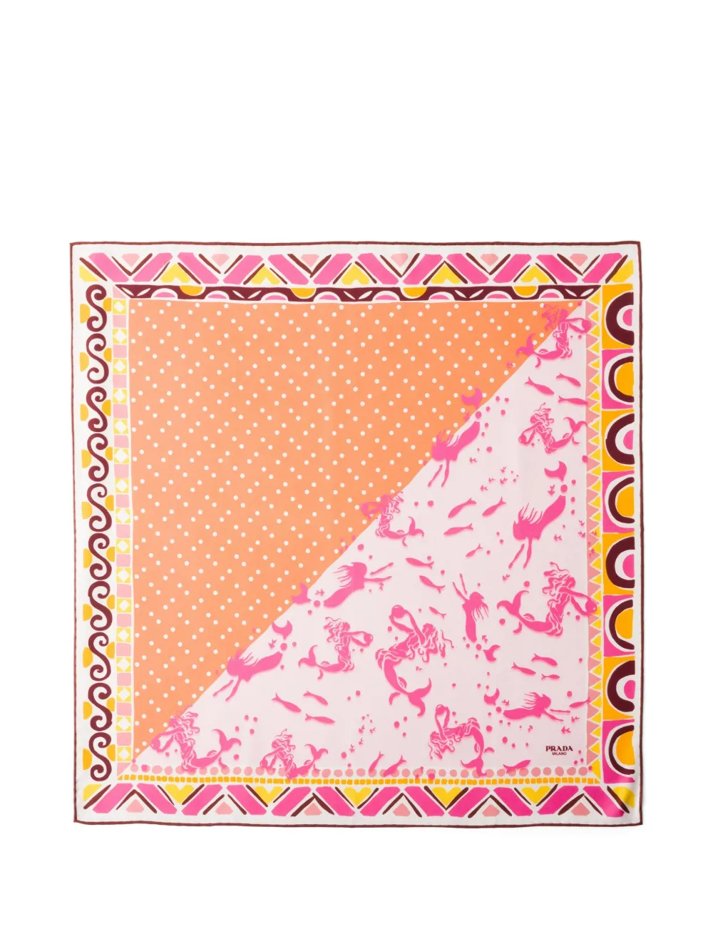 Prada Zijden twill sjaal met print (55 cm x 55 cm) Roze
