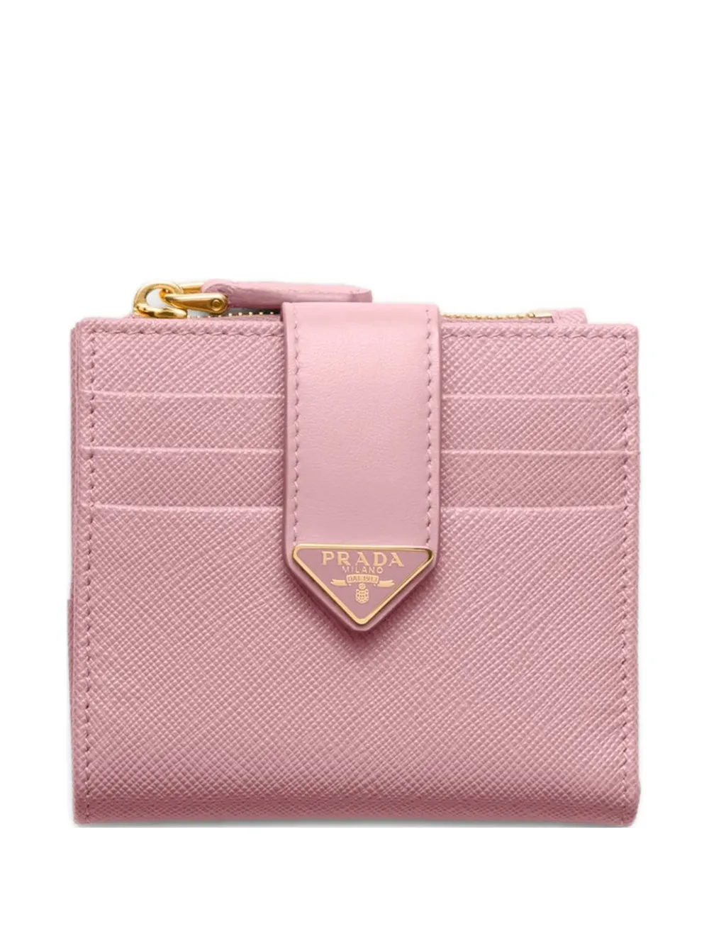 Prada small saffiano and smooth leather wallet - Rosa