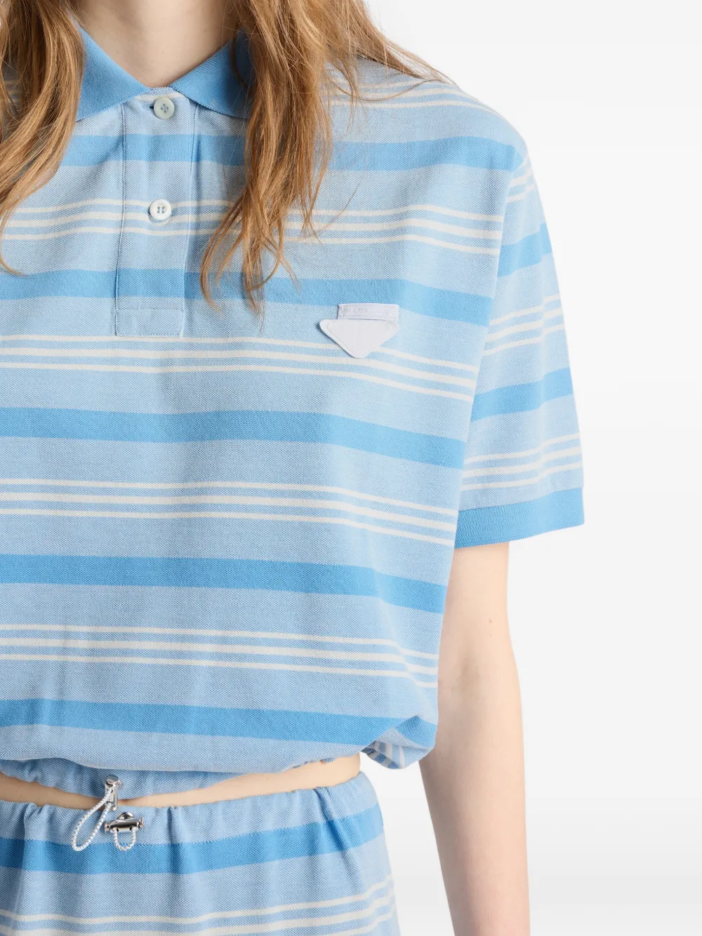 Prada Gestreept piqué poloshirt Blauw