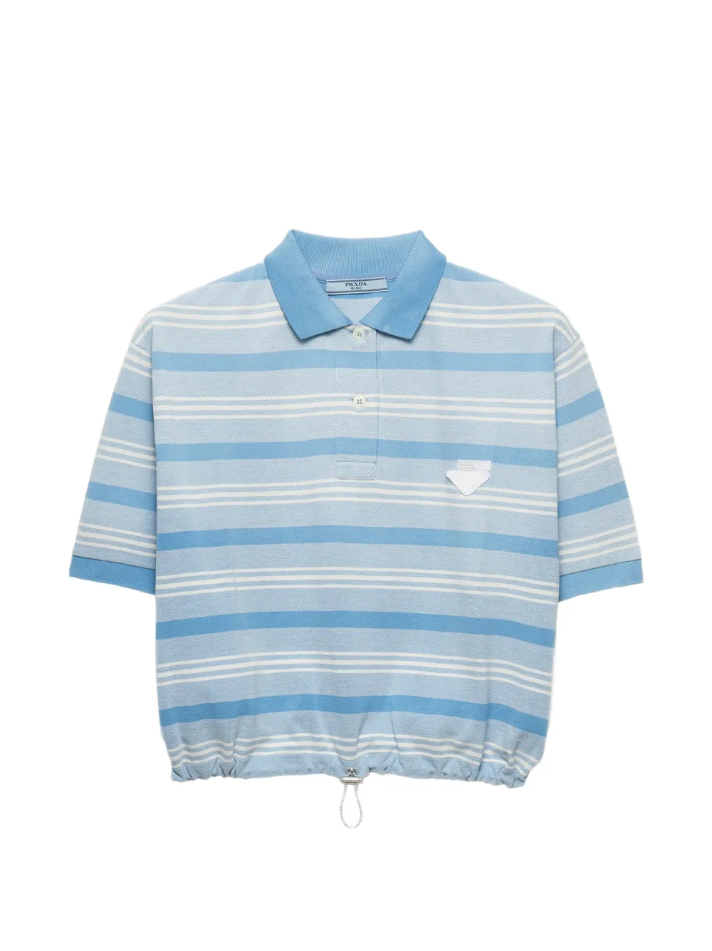 Prada striped print piqué polo shirt - Blu