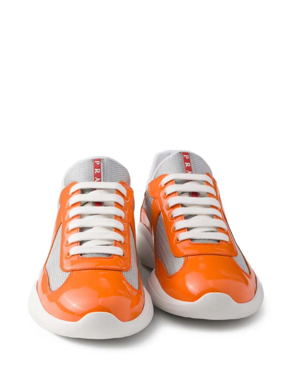 Prada patent leather and technical fabric America's Cup sneakers Oranje
