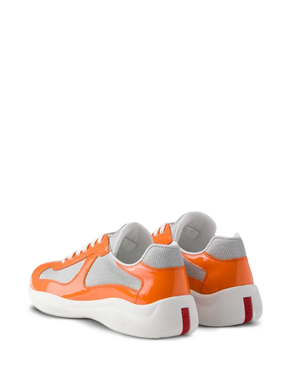 Prada patent leather and technical fabric America's Cup sneakers Oranje