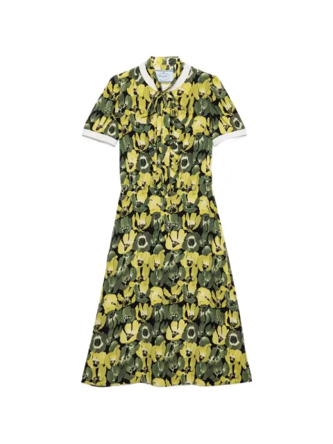 Prada printed crepe de chine dress