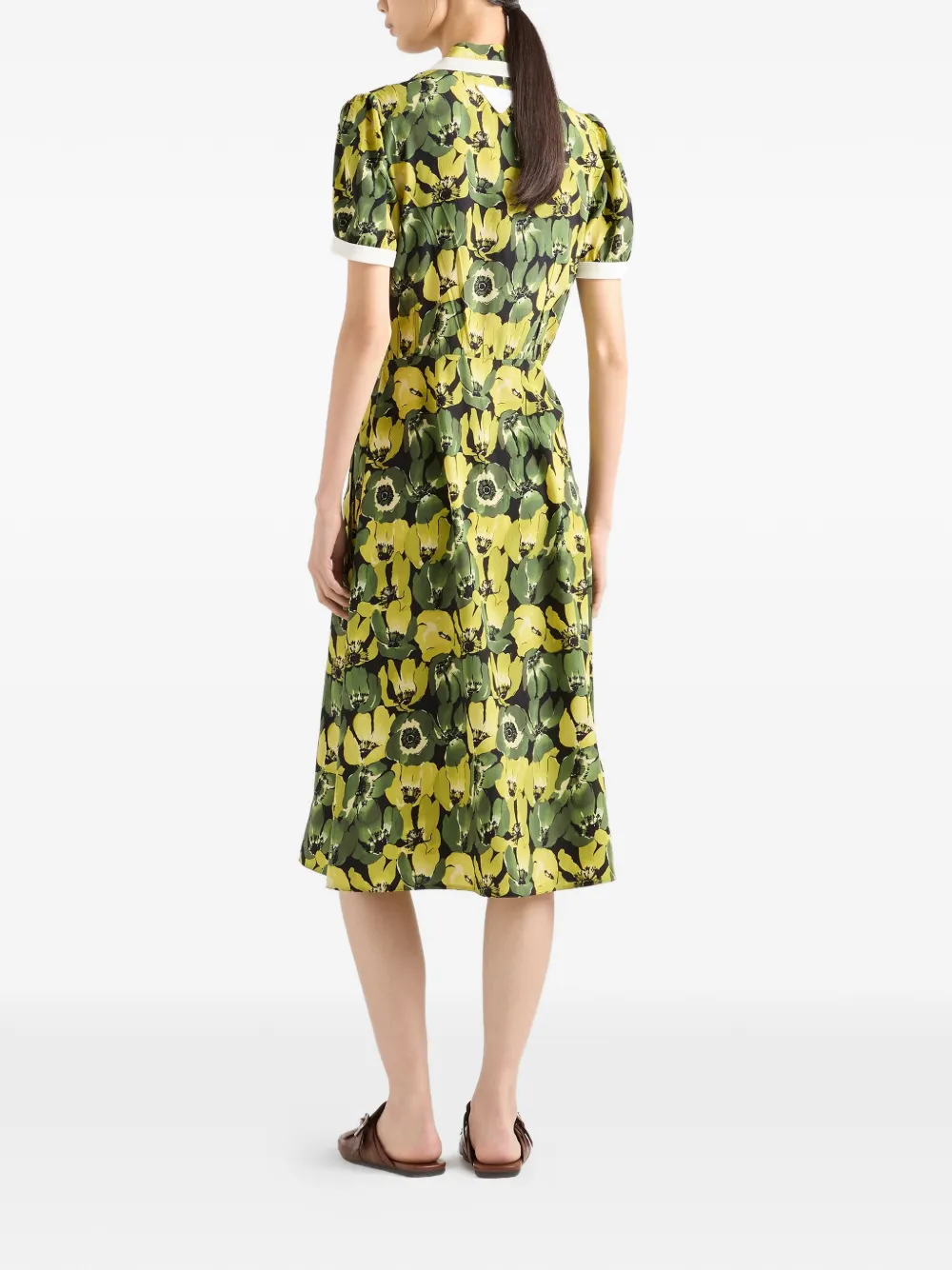 Prada Jurk van crêpe de chine Geel