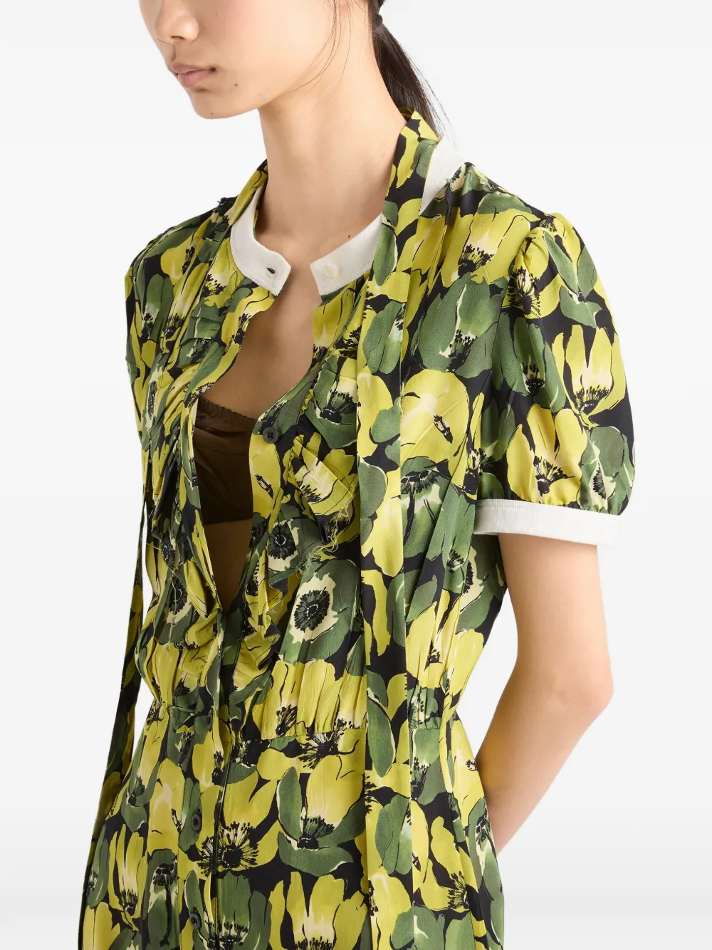 Prada Jurk van crêpe de chine Geel