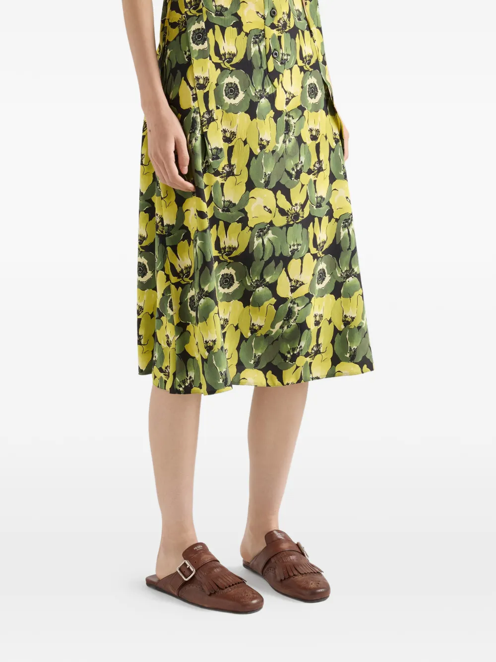 Prada Jurk van crêpe de chine Geel
