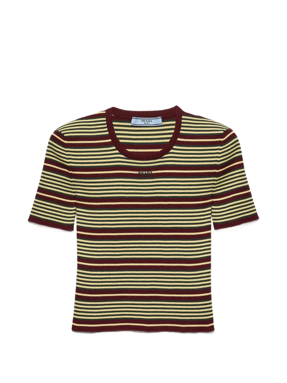 Prada short-sleeved striped cotton sweater - Grün