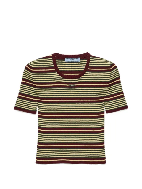 Prada short-sleeved striped cotton sweater