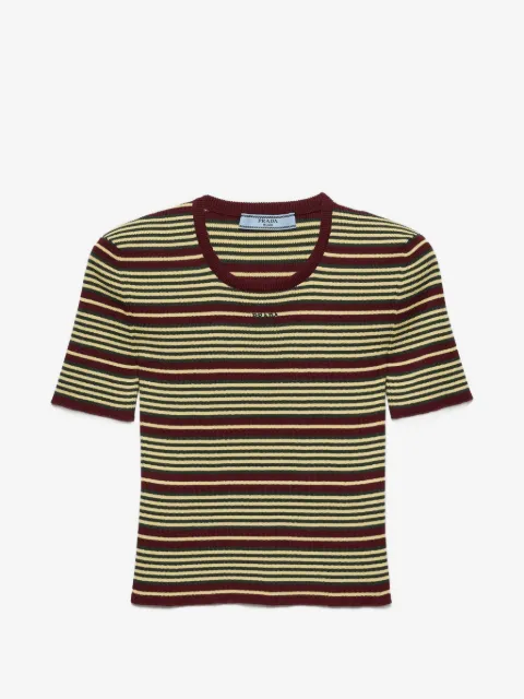 Prada short-sleeved striped cotton sweater