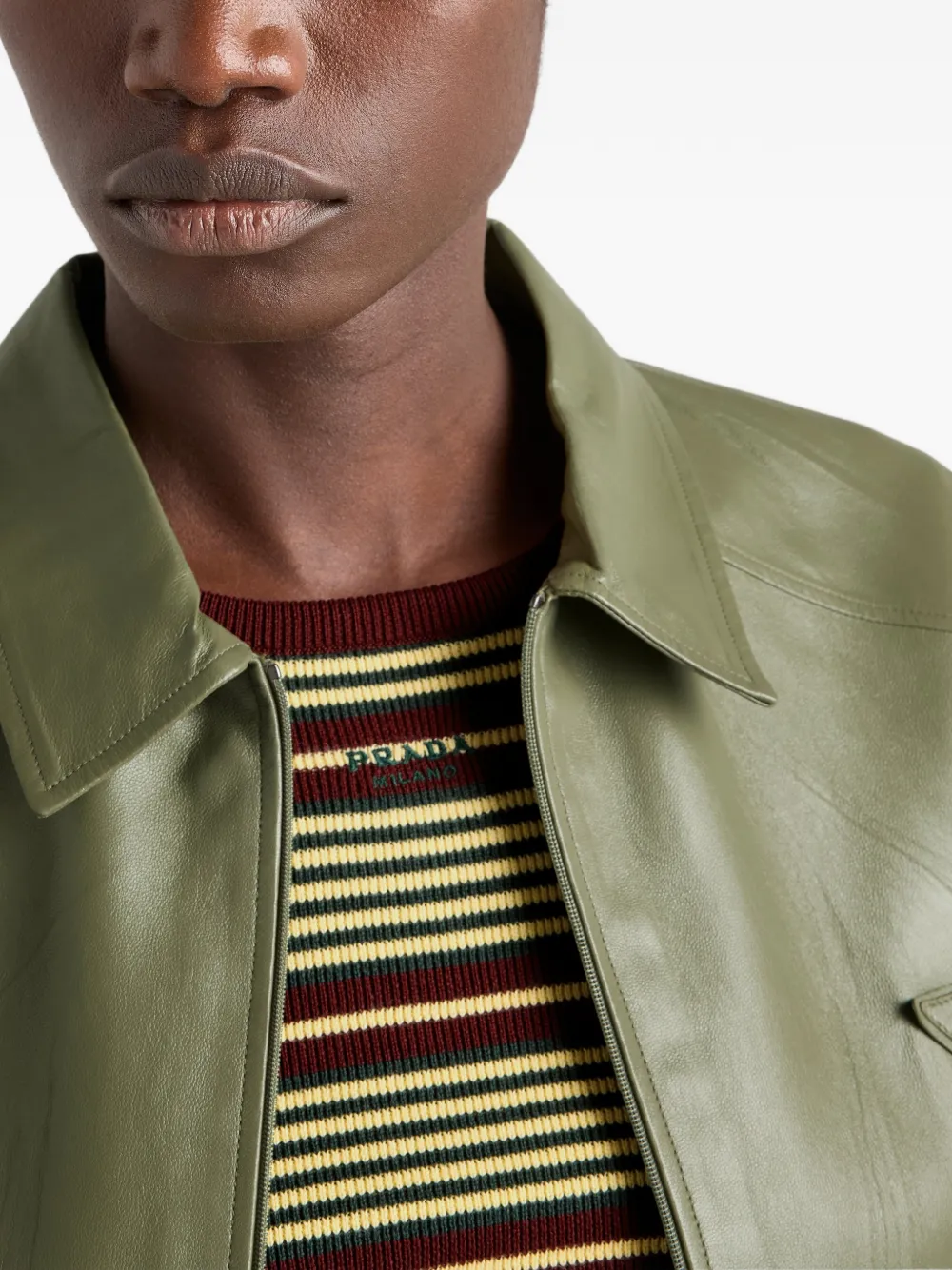 Prada Gestreepte trui met korte mouwen Groen