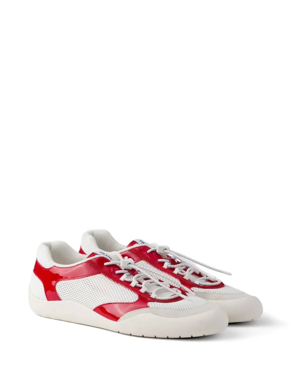 Prada Speedrock patent leather and mesh fabric sneakers Wit