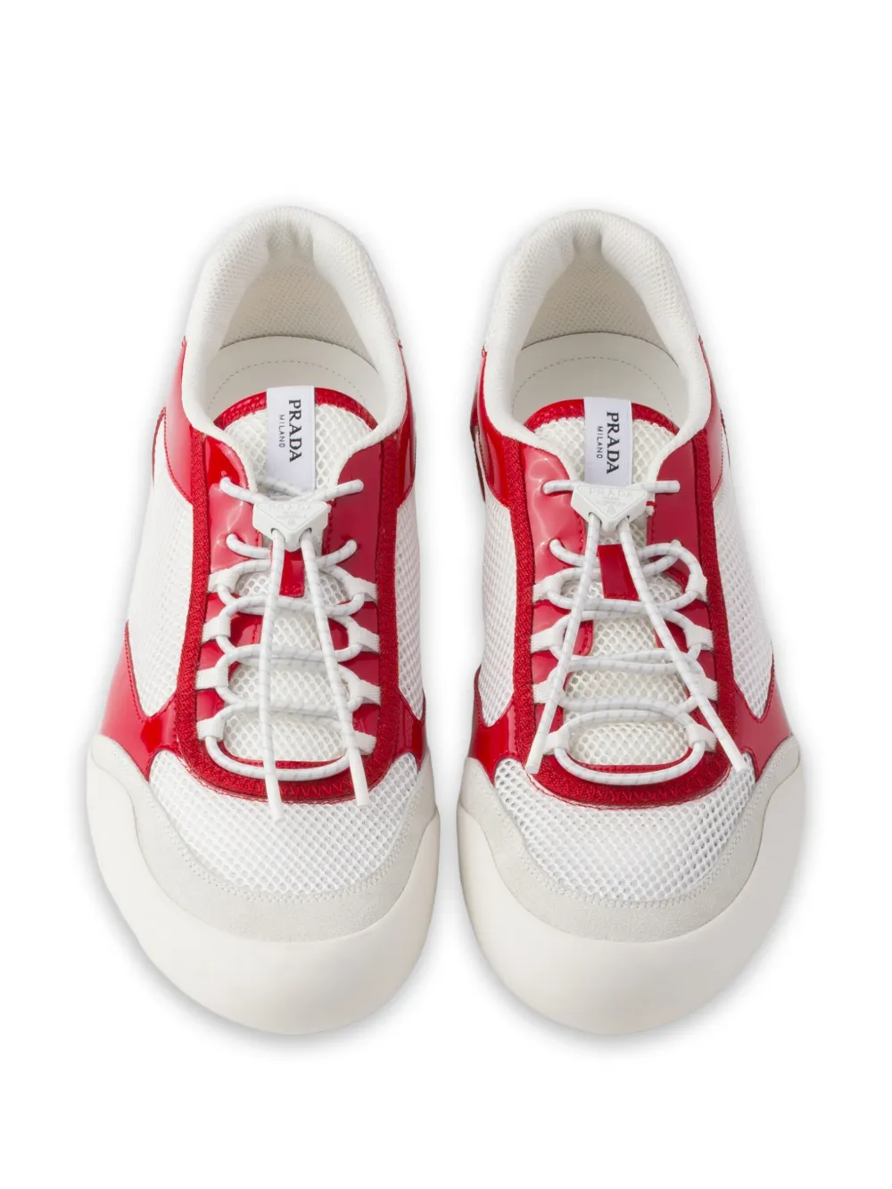 Prada Speedrock patent leather and mesh fabric sneakers Wit