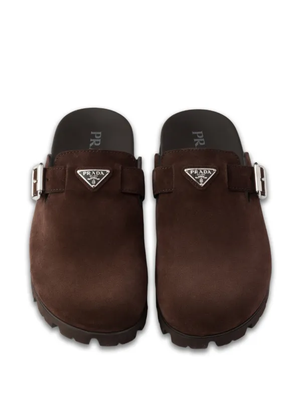 Prada ブラウン ベルベット ミュール Prada Suede Mules | Brown | FARFETCH JO