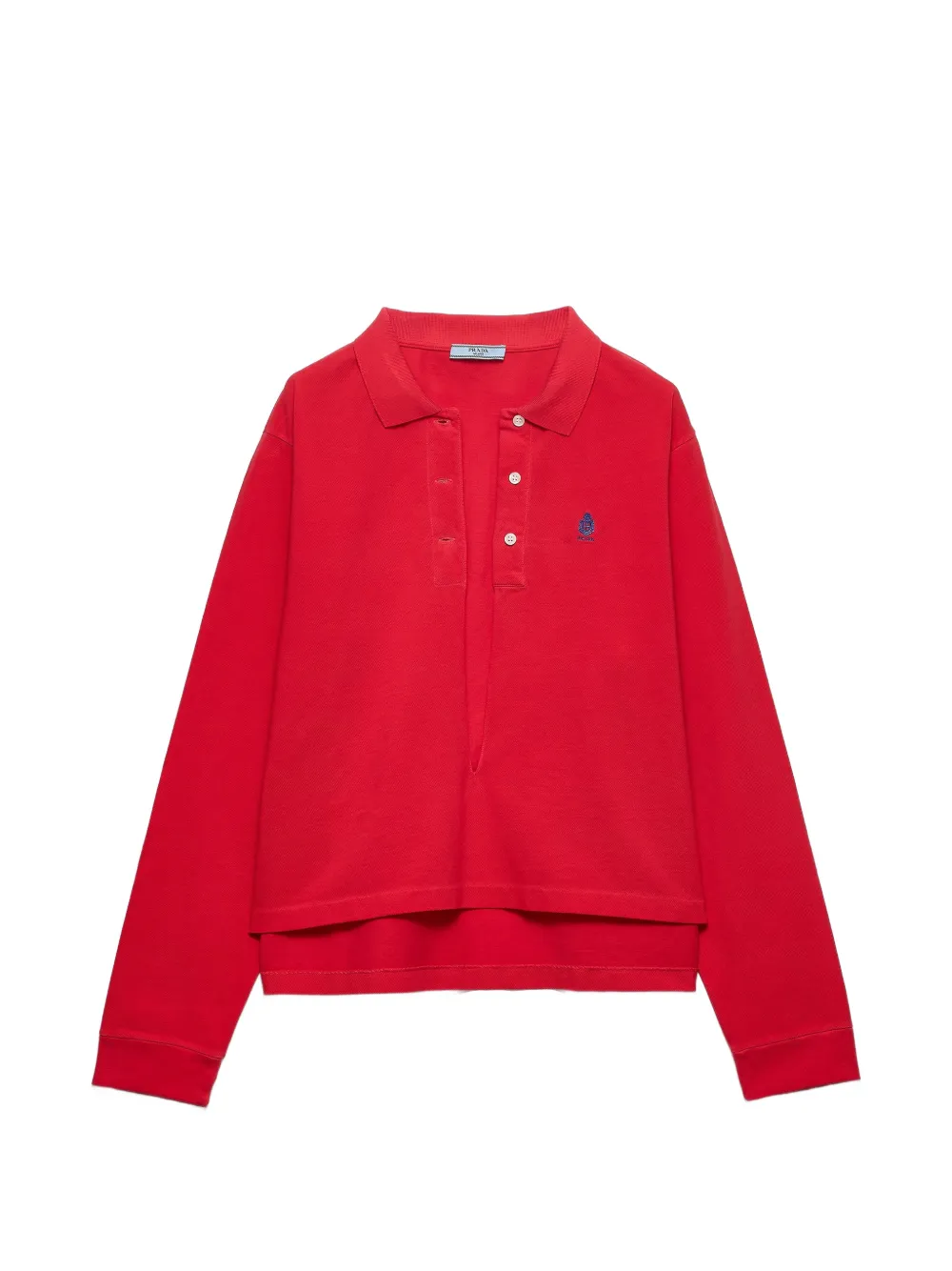 Prada long-sleeved cotton piqué polo shirt - Rosso