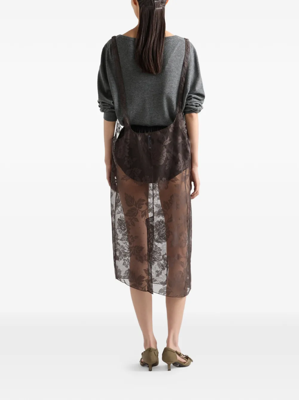  Prada Pull à Col V - Gris 