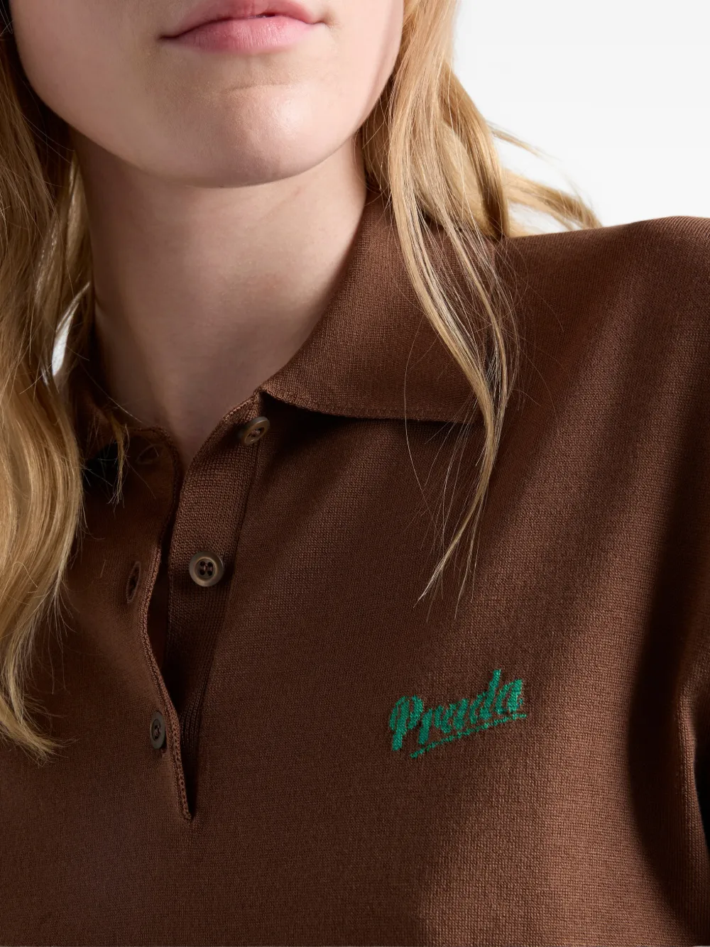 Prada Zijden poloshirt Bruin