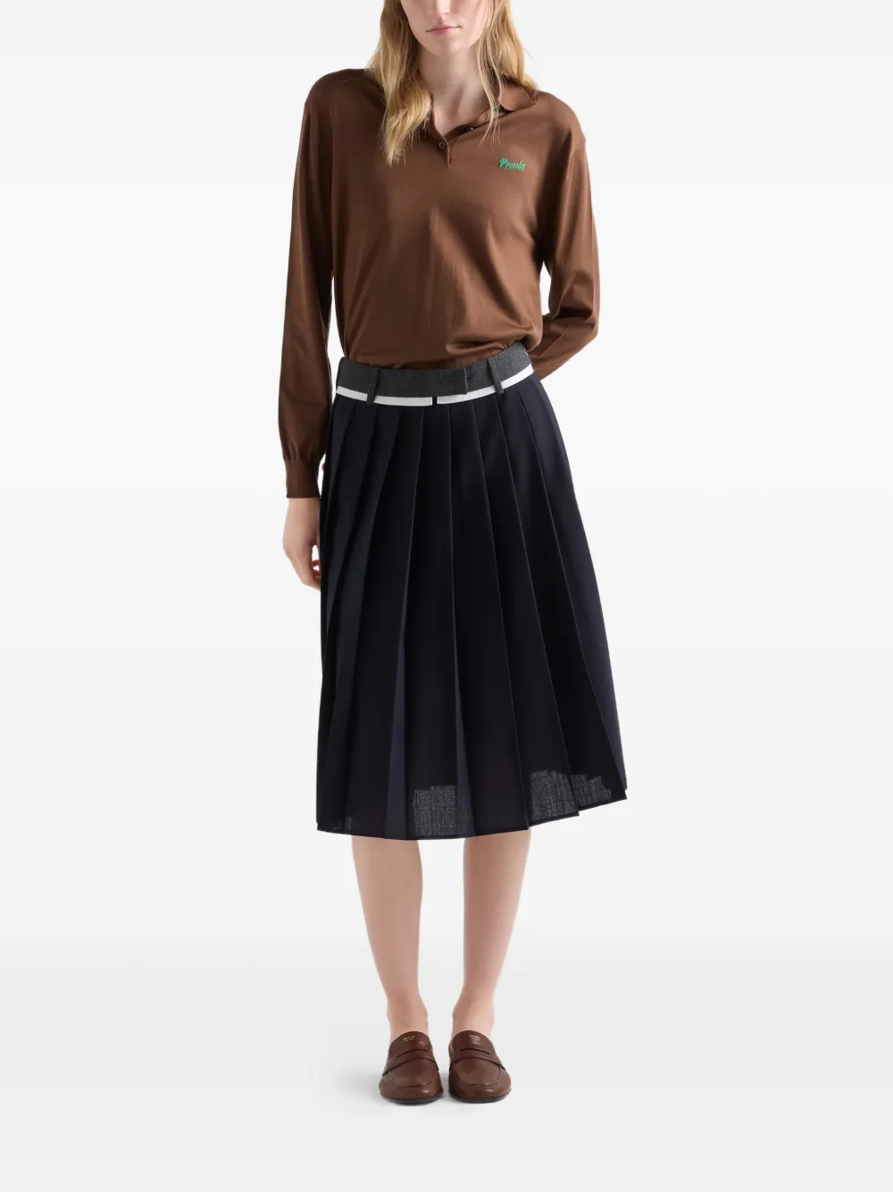 Prada Zijden poloshirt Bruin