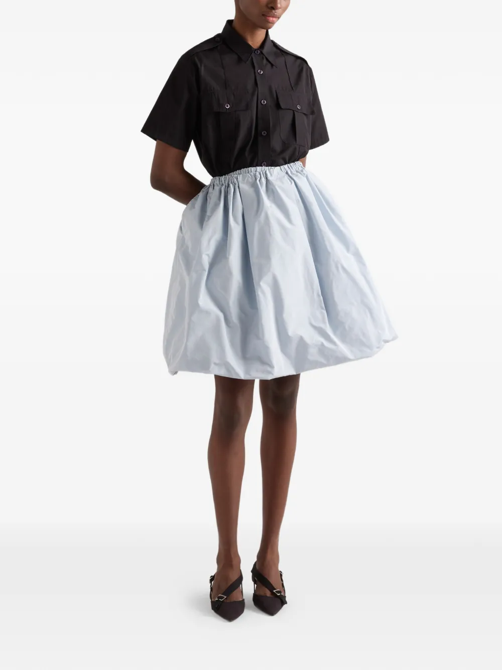  Prada Short-sleeved Poplin Shirt - Black 