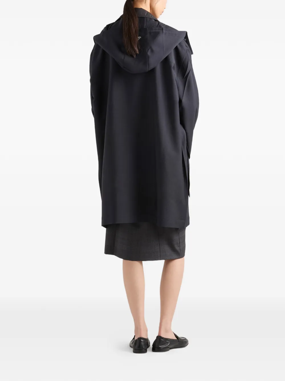 Prada Mohair en Re-Nylon jas met enkele rij knopen Blauw
