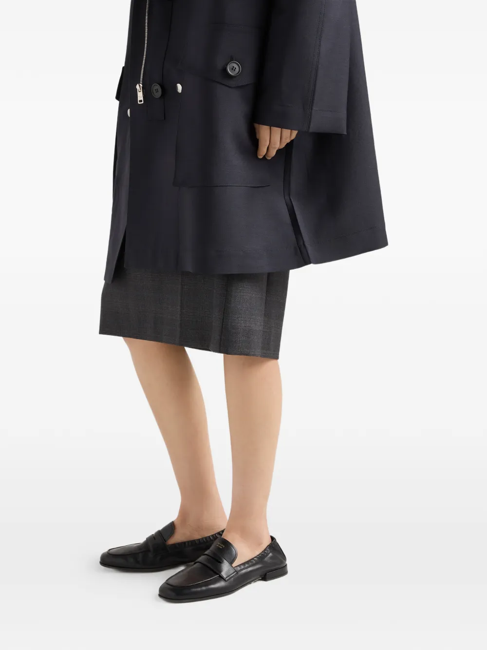 Prada Mohair en Re-Nylon jas met enkele rij knopen Blauw