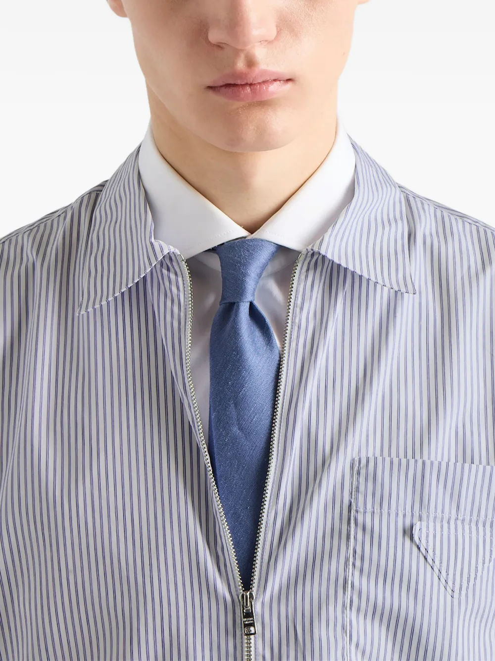 Prada Cotton Zipper Shirt | White | FARFETCH AO