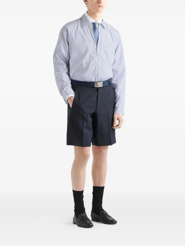 Prada Cotton Zipper Shirt | White | FARFETCH AO