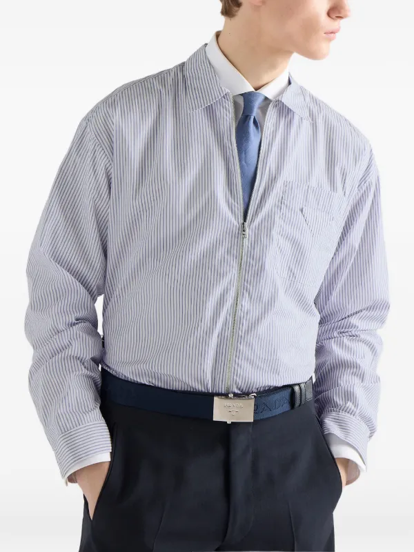 Prada Cotton Zipper Shirt | White | FARFETCH AO