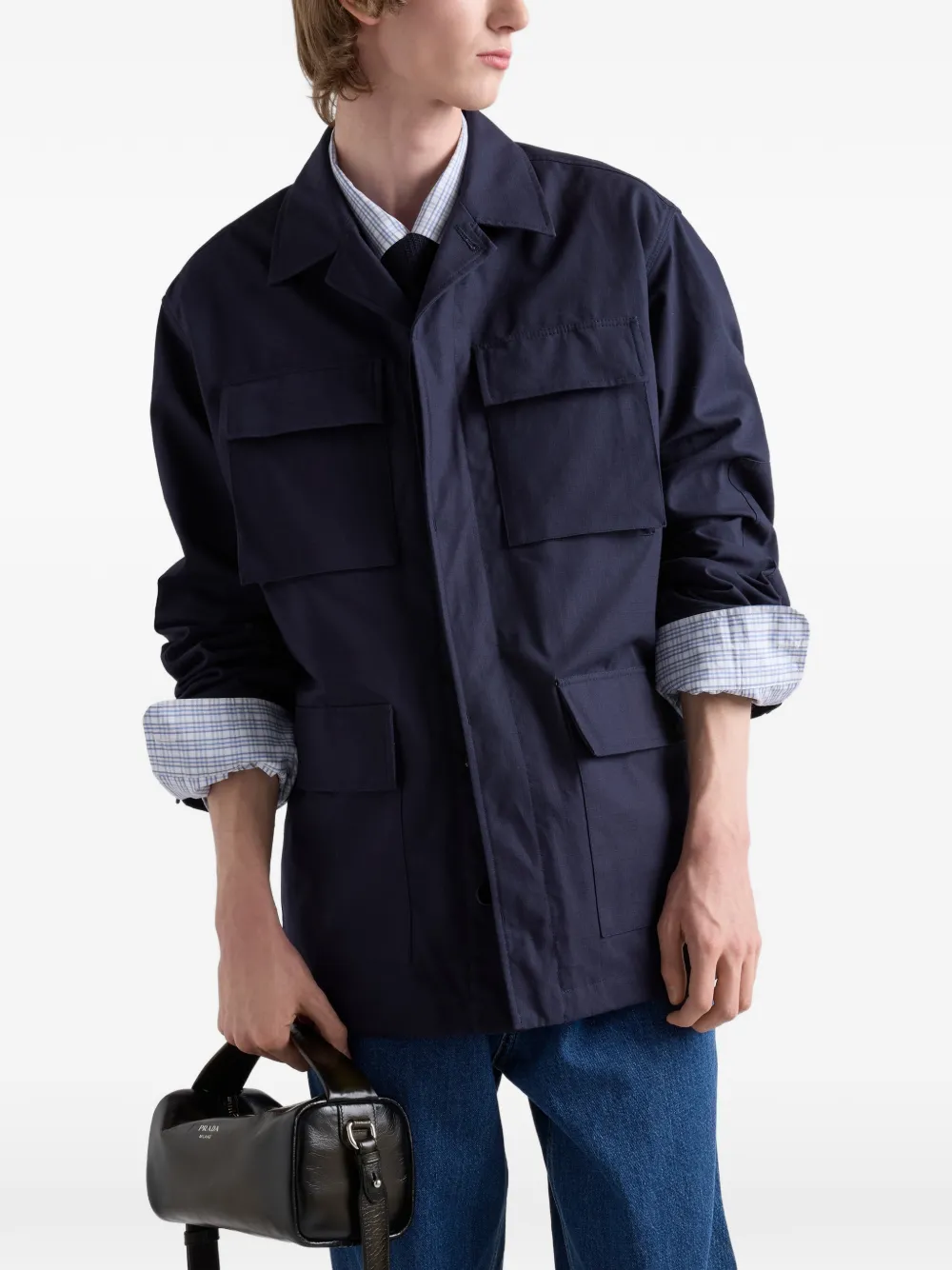 Prada Katoenen safari jack Blauw