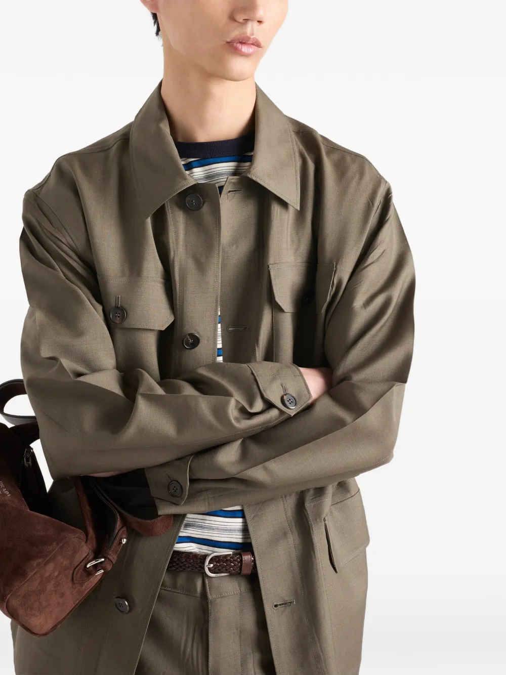 Prada Mohair en wollen safari jack Bruin