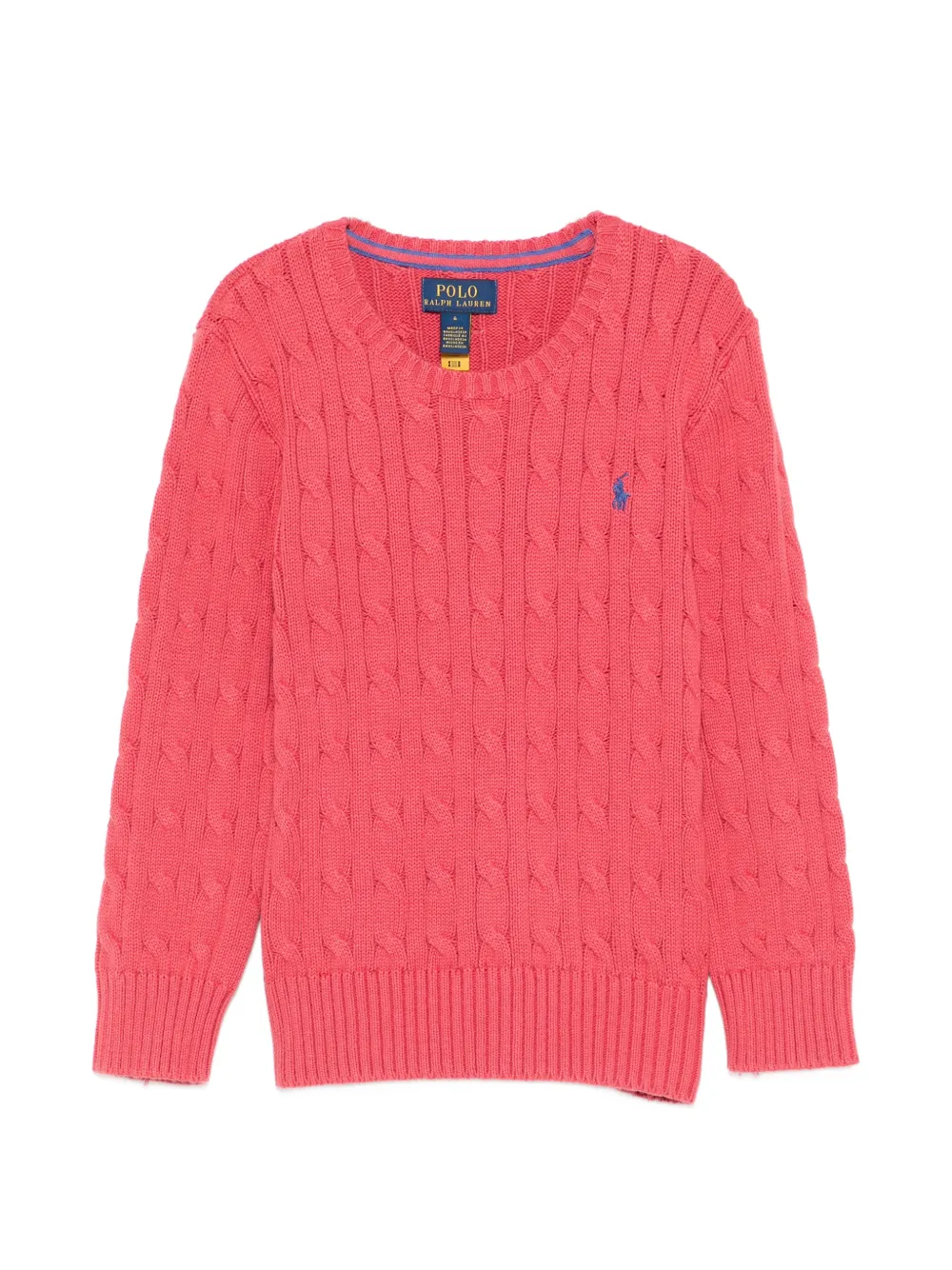 POLO RALPH LAUREN KIDS cable-knit V-neck sweater - Rosso