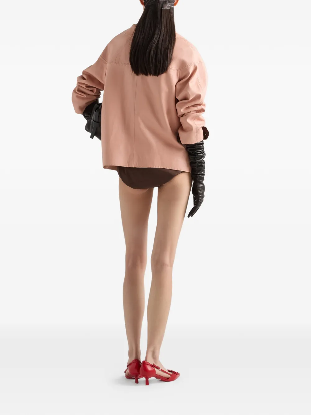  Prada Nappa Leather Jacket - Orange 