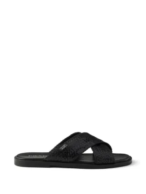 Prada クロスストラップ サンダル | ブラック | FARFETCH JP